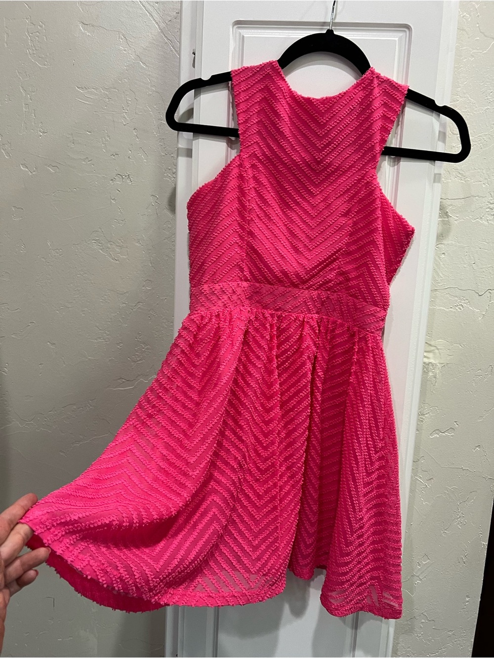 Girls' Hot Pink Textured Fit & Flare Dress